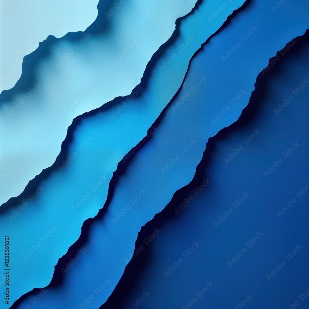 Poster layered blue paper texture illustration. deep blue shades create layered graphic design element. con
