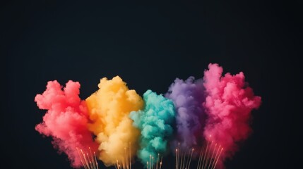 Fototapeta premium Vibrant explosion of rainbow-hued smoke for festive celebrations