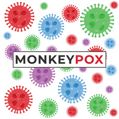 Mpox monkeypox virus cell background in red. Mpox virus illustration.
