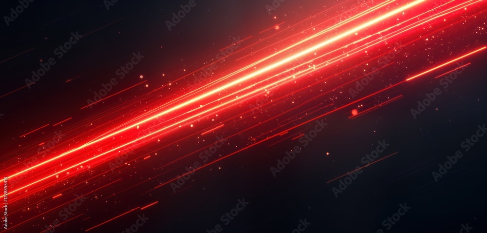 Poster abstract dynamic red, black background with vibrant light streaks. energetic, futuristic design. mod