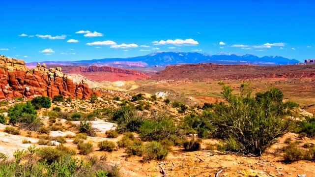 Overlook of Nevada desert on the road 95 in Nevada, United States, America. REAL PHOTO ANIMATED BY AI
