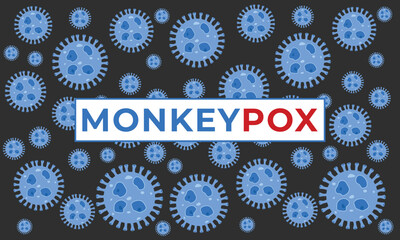 Mpox monkeypox virus cell background in red. Mpox virus illustration.