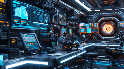 An AI-controlled space station with robotic maintenance units.