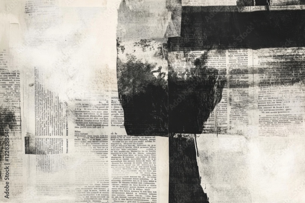 Leinwandbilder Vintage newspaper clippings overlapping to create a textured collage of historical prints and narratives from various eras. Generative AI