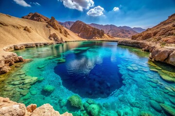Obraz premium Stunning Blue Hole Lagoon, Sinai Peninsula, Egypt - Crystal Clear Waters & Dramatic Cliffs