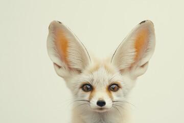 Obraz premium Studio close up portrait of a fennec fox highlighting its distinctive large ears, showcasing the unique beauty and charm of this desert dwelling animal