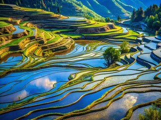 Stunning YuanYang Rice Terraces Reflected in Water, China - Breathtaking Landscape Photography