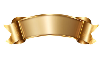 Gold Ribbon Banner, Elegant Decorative Design, Isolated on Transparent Background