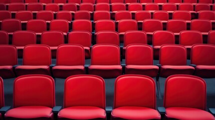 Obraz premium Rows of Red Seats in an Auditorium