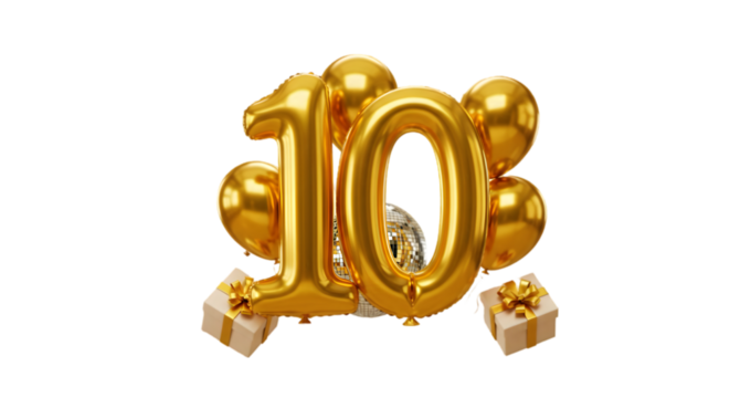 10Years Anniversary Celebration, Vector Design  Template isolated in white background PNG,.