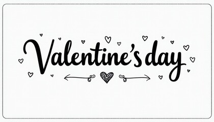 Festive Valentine's Day Poster Design: Heart Symbols and Arrows Surrounds Cursive Valentine's Day