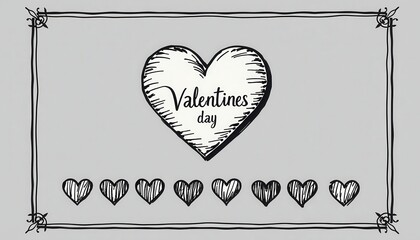 Hand-Drawn Valentine's Day Card with Heart Balloon and Decorative Border