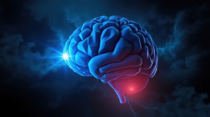 Obraz premium Close-up of a Vibrant, Luminous Brain, Pulsating with Energy and Ideas, Symbolizing the Limitless Potential of the Human Mind and the Power of Thought