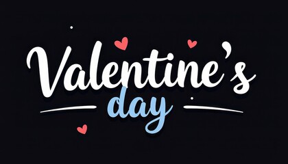 Vibrant Valentine's Day Lettering Against Black Background: Festive Heart Symbols
