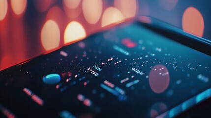 Close Up of Smartphone Screen with Digital Data