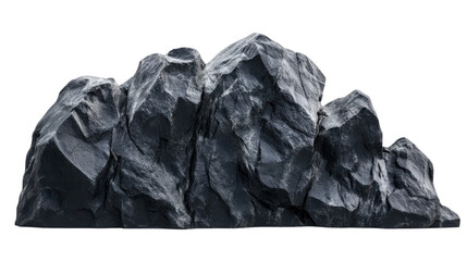Dark gray rock formation isolated on transparent background. Transparent background