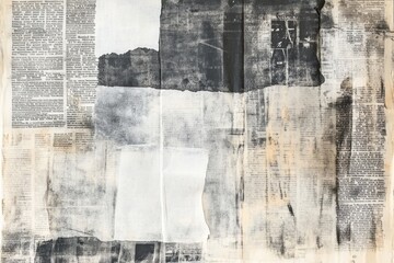Vintage newspaper clippings overlap creating a textured and layered artistic composition from mid 20th century media. Generative AI