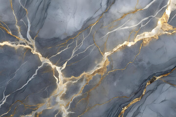 Stunning Gray and Gold Marble Texture with Intricate Veining and Cracks
