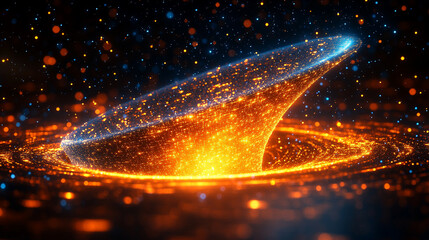 A large digital funnel processes vast streams of online data symbolizing big data technology analysis and transformation into valuable insights futuristic minimalistic design with bright tones

