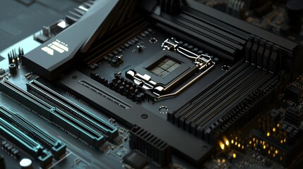 Close-up of a Modern Motherboard: Technological Marvel