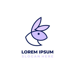 Cute rabbit logo with lineart and shape style