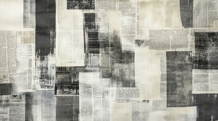 Vintage newspaper clippings create a collage reflecting historical moments and stories from the past century. Generative AI