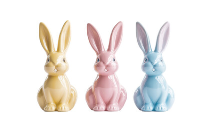 Fototapeta premium Easter bunny figurines in pastel colors