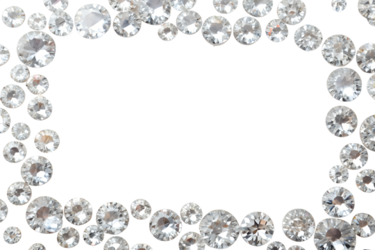 Sparkling Diamond Frame on Transparent Background. PNG