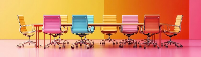 Obraz premium exchange strategy flat design front view negotiation table animation colored pastel