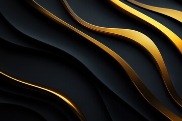 Luxurious Gold and Black Silk Fabric with Elegant Satin Folds, Shimmering Metallic Texture, and Premium Design for Glamorous Backdrops