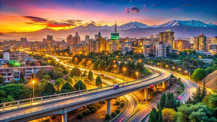 Obraz premium Tehran's Tabiat Bridge: Panoramic Cityscape View, Iran