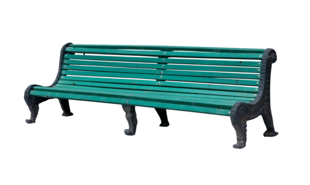Park bench isolated closeup