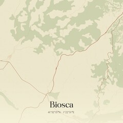 Fototapeta premium Retro Spanish map of Biosca, Catalu�a. Vintage street map.
