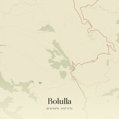 Fototapeta premium Retro Spanish map of Bolulla, Comunidad Valenciana. Vintage street map.