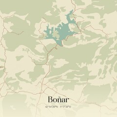 Retro Spanish map of Bo�ar, Castilla y Le�n. Vintage street map.