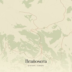 Obraz premium Retro Spanish map of Bra�osera, Castilla y Le�n. Vintage street map.