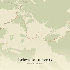 Obraz premium Retro Spanish map of Brieva de Cameros, La Rioja. Vintage street map.