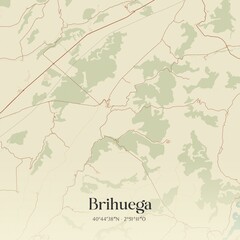 Retro Spanish map of Brihuega, Castilla-La Mancha. Vintage street map.