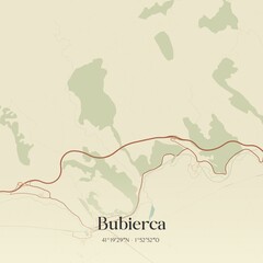 Obraz premium Retro Spanish map of Bubierca, Arag�n. Vintage street map.