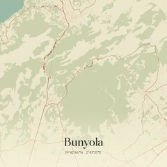 Retro Spanish map of Bunyola, Islas Baleares. Vintage street map.