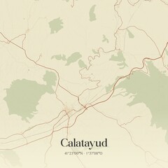 Obraz premium Retro Spanish map of Calatayud, Arag�n. Vintage street map.