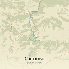 Retro Spanish map of Camarasa, Catalu�a. Vintage street map.