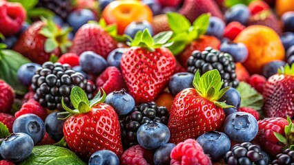 Obraz premium Tilt-Shift Photography: Colorful Fresh Berries - Healthy Snack