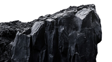 Jagged black rock formation with transparent background. Transparent background