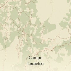 Obraz premium Retro Spanish map of Campo Lameiro, Galicia. Vintage street map.