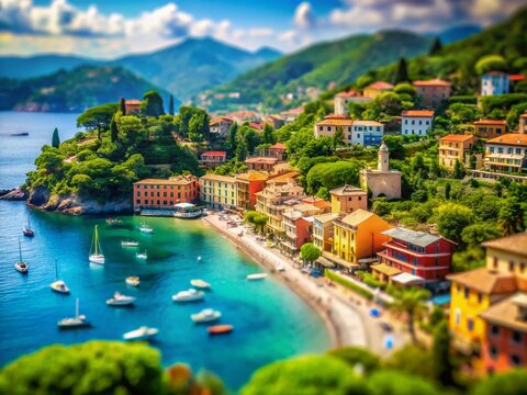 Tilt-Shift Photography: Idyllic Bay of Paraggi, Santa Margherita Ligure, Italy