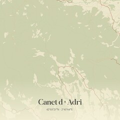 Retro Spanish map of Canet d'Adri, Catalu�a. Vintage street map.