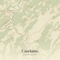 Obraz premium Retro Spanish map of Candamo, Principado de Asturias. Vintage street map.