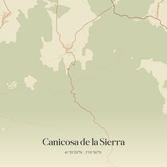 Retro Spanish map of Canicosa de la Sierra, Castilla y Le�n. Vintage street map.