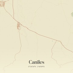 Retro Spanish map of Caniles, Andaluc�a. Vintage street map.